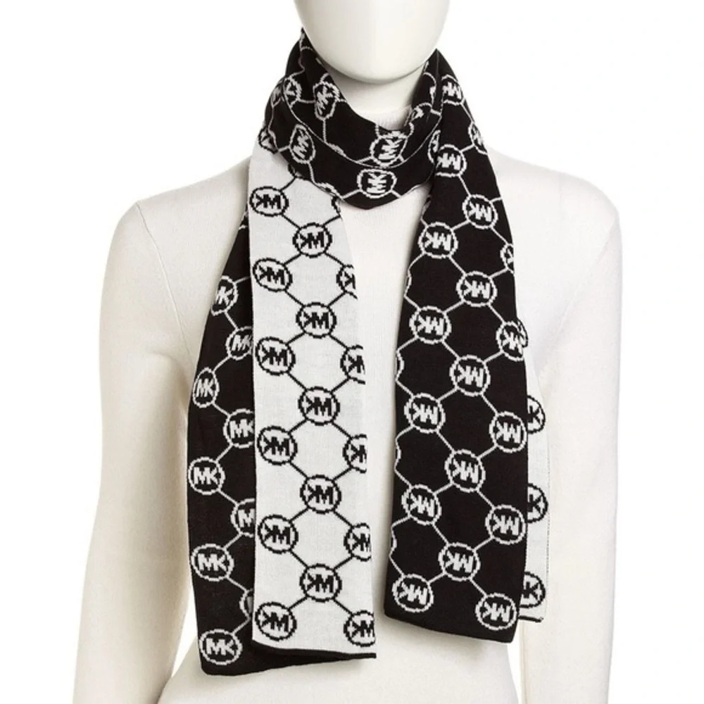 Michael Kors Black and White Monogram Scarf